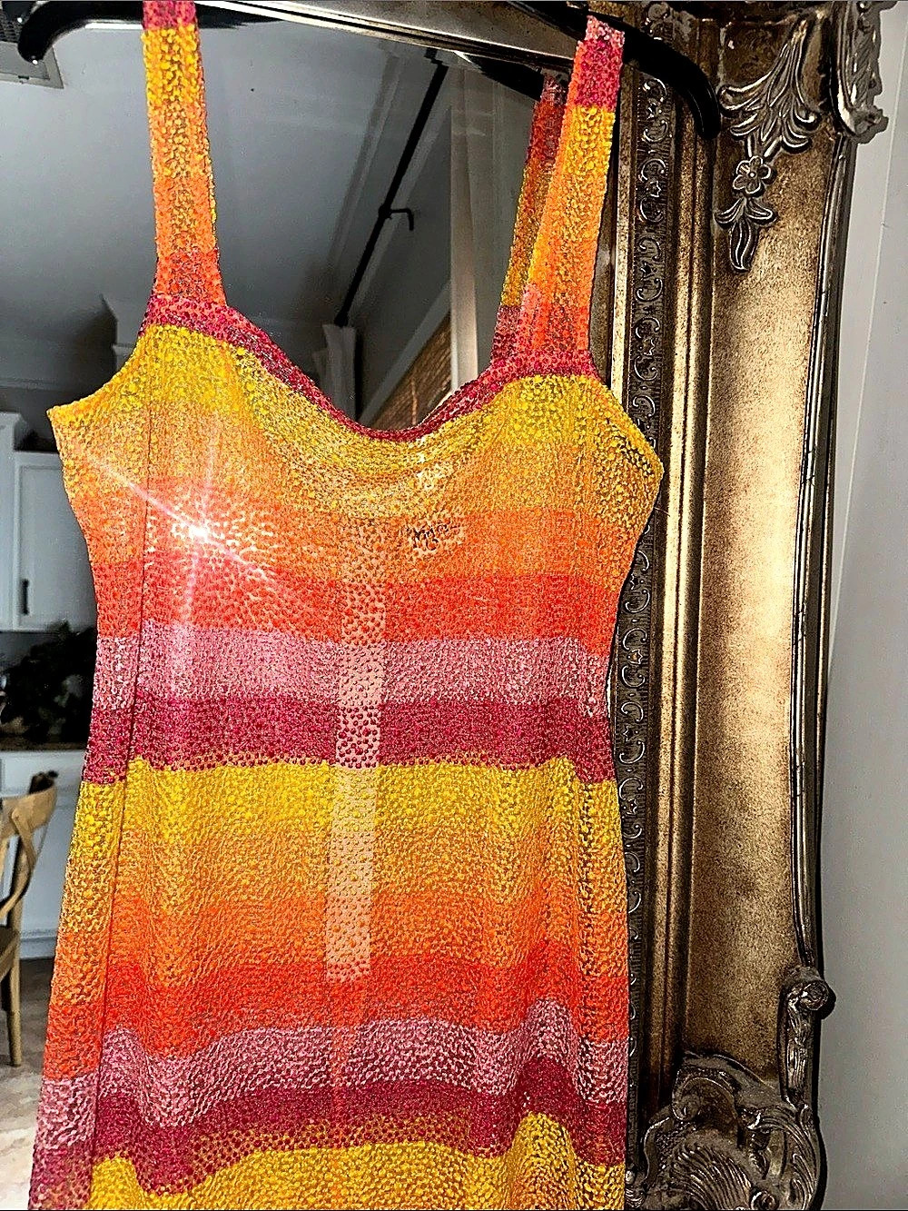 Wore once! EUC Harlowe Sunset Sheer Striped Maxi Dress - Size Large